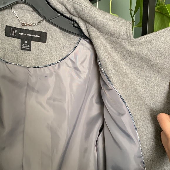 🩶NWOT INC Grey Peplum Wool Button Up Jacket - Picture 13 of 17